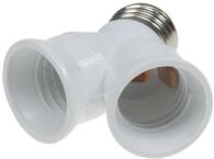 ChiliTec Lampenfassung 2-fach Y-Adapter f&uuml;r E27 Lampen, Wei&szlig; | Sockeladapter,