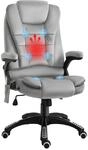 Vinsetto B&uuml;rostuhl mit Massagefunktion Samtoptik Chefsessel Grau