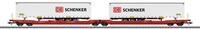 M&auml;rklin H0 Doppel-Taschenwagen Sdggmrss 738 mit 2 Sattelaufliegern