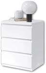 OLLI Nachttisch mit drei Schubladen in Wei&szlig; - Moderner Nachtschrank mit...
