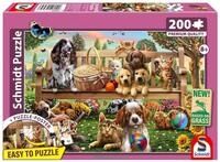 Schmidt 56534 Gartenpicknick Kinderpuzzle, 200 Teile | Hund und Katze Motiv