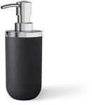 Umbra Junip Seifenspender, Glas mit Metallakzent, Chrom/Schwarz | Beh&auml;lter aus