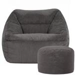 Icon Natalia Sitzsack Sessel und Hocker mit F&uuml;llung, Grau