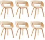 vidaXL Esszimmerst&uuml;hle 6 STK. Creme Bugholz und Kunstleder