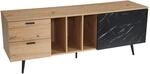 FineBuy Lowboard Eiche-Dekor mit Marmor-Look in Schwarz 150x55x40 cm TV-Kommode,
