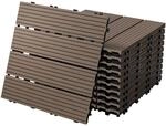 ECD Germany WPC Terrassenfliesen 30x30 cm/22 Fliesen=2m&sup2; Dunkelbraun geriffelt,