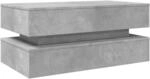 vidaXL Couchtisch mit LED-Leuchten Betongrau 90x50x40 cm