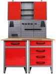 Ondis24 Werkstatteinrichtung rot 4 teilig Werkstatt 2 x Werkbank,...