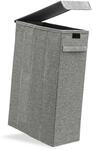 DuneDesign schmaler W&auml;schekorb mit Deckel 20x40x60 cm Grau - 50 Liter