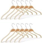 Relaxdays Kleiderb&uuml;gel Holz 10er Set, rutschfeste ABS-Lamellen, 360&deg; drehbarer