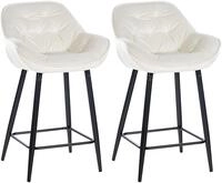 CLP 2er Set Barhocker Gibson Samt I Sitzh&ouml;he 76 cm I Tresenst&uuml;hle Mit...