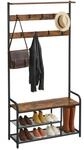VASAGLE Garderobenst&auml;nder, Garderobe, Kleiderst&auml;nder 9 Haken, Schuhbank, Ablage, 30