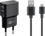 goobay 44984 Micro USB Dual Ladeset 2,4 A Ladeger&auml;t, schwarz