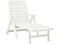 Klappbare Gartenliege mit Rädern, Sonnendeck, Made in Italy, 72x189x96, weiße...