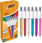 BIC 4 Farben Kugelschreiber Set 4 Colours Shine, in verschiedenen Farben, 12er Pack,