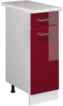 Vicco K&uuml;chenunterschrank R-Line, Rot Hochglanz, 30 cm