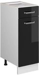 Vicco K&uuml;chenunterschrank R-Line, Schwarz Hochglanz, 30 cm