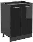 Vicco K&uuml;chenunterschrank R-Line, Schwarz Hochglanz, 60 cm ohne Arbeitsplatte,...