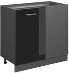Vicco Eckunterschrank R-Line, Schwarz Hochglanz, 86 cm | Verbindet zwei...