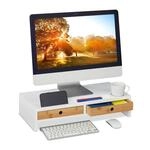 Relaxdays Monitorst&auml;nder, 2 Schubladen, PC-Erh&ouml;hung f&uuml;r Schreibtisch, HxBxT: 12 x