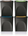 Set von 4 M&uuml;lltonnen KEDEN SORTIBOX aus 100% recyceltem Kunststoff, schwarz, 100L