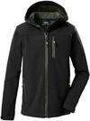 killtec Jungen Softshelljacke/Outdoorjacke mit Kapuze Jungen Softshelljacke, schwarz,