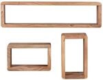 Wohnling Design Wandregal 3er Set BOHA Massiv Holzregale Akazie Landhausstil,