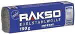 RAKSO Edelstahlwolle mittel - 150g, 1 Banderole, rostfrei, entfernt hartn&auml;ckige