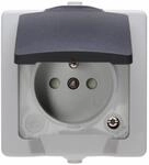 Kopp 107956008 Mitten-Schutzkontakt-Steckdose mit Deckel und erh&ouml;htem