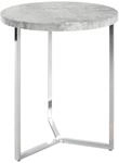 HAKU Beistelltisch rund betonoptik Chrom MDF Metall runder Couchtisch - Ma&szlig;e: H 54 x