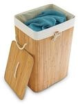 Relaxdays W&auml;schekorb Bambus, mit Deckel, rechteckig, XL, 83 L, faltbarer