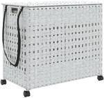 vidaXL W&auml;schekorb mit Rollen Wei&szlig; 66x35x60 cm Rattan