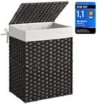 SONGMICS W&auml;schekorb, W&auml;schesammler 90 L, W&auml;schebox aus synthetischem Rattan, mit