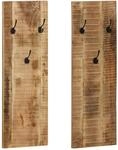 vidaXL Wandgarderobe 2 Stk. Mangoholz Massiv 36x110x3 cm