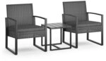 ok-living Gartenm&ouml;bel-Set Anthrazit | 3 Teile, mit Tisch, mit...