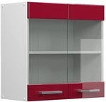 Vicco K&uuml;chenglasschrank R-Line, Rot Hochglanz, 60 cm | 2 T&uuml;ren &middot; 1...