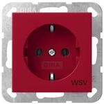 Gira 4188108 SCHUKO-Steckdose, 16A, 250V~, mit roter Abdeckung, Aufdruck WSV,...
