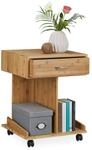Relaxdays Beistelltisch mit Rollen ROLLI Bambus, Schublade, 2 Ablagen f&uuml;r B&uuml;cher,