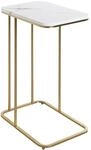 HAKU Beistelltisch Gold marmoroptik MDF Metall Couchtisch klein - Ma&szlig;e: B 45 x H 67
