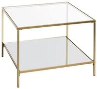 HAKU Beistelltisch Gold Metall Couchtisch Sicherheitsglas 5 mm Spiegel 5 mm - Ma&szlig;e: