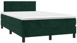 vidaXL Boxspringbett mit Matratze & LED Dunkelgr&uuml;n 120x200 cm Samt