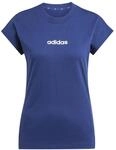 adidas Damen Essentials Linear Cotton Shirt, Dark Blue/White, XXL
