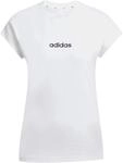 adidas Damen Essentials Linear Cotton Shirt, White/Black, M