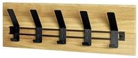 HAKU Wandgarderobe, eiche, schwarz, Massivholz, Metall - Ma&szlig;e: B 60 x H 20 x T 10