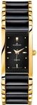 Dugena Damen-Armbanduhr 4460591 Quadra Ceramica, Quarz, schwarzes Zifferblatt,