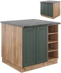 Vicco K&uuml;cheninsel Fame-Line, Gr&uuml;n-Gold Landhaus/Goldkraft Eiche, 90 cm