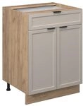 Vicco K&uuml;chenunterschrank Fame-Line, GrauBeige, 60 cm mit Schublade, ohne