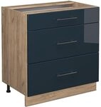Vicco K&uuml;chenunterschrank Fame-Line, Dunkelblau Hochglanz, 80 cm