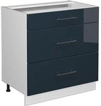 Vicco K&uuml;chenunterschrank Fame-Line, Dunkelblau Hochglanz, 80 cm