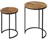 byLIVING Zweisatztisch Jaron / 2er Set / 2 runde Beistelltische/Massivholz Mangoholz